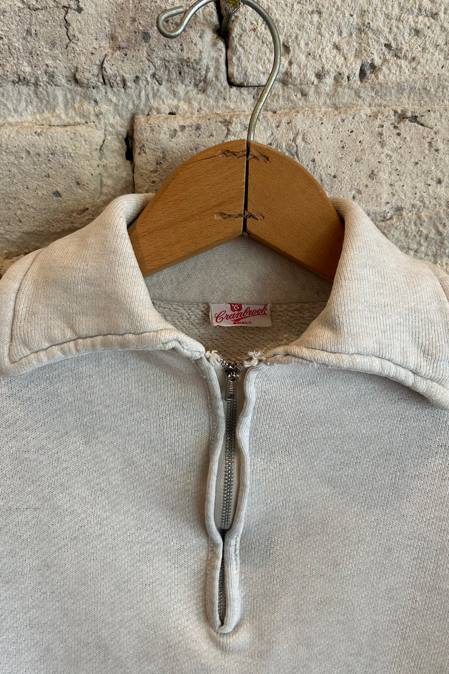 Wesley Supply Co 1960's Cranbrook Quarter Zip Collared Sweatshirt in Grey - Notre