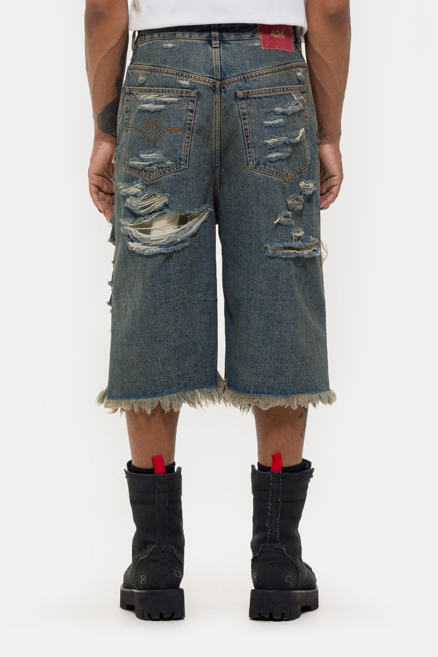424 Big Daddy Denim Short in Blue/Brown Sugar Washing - Notre