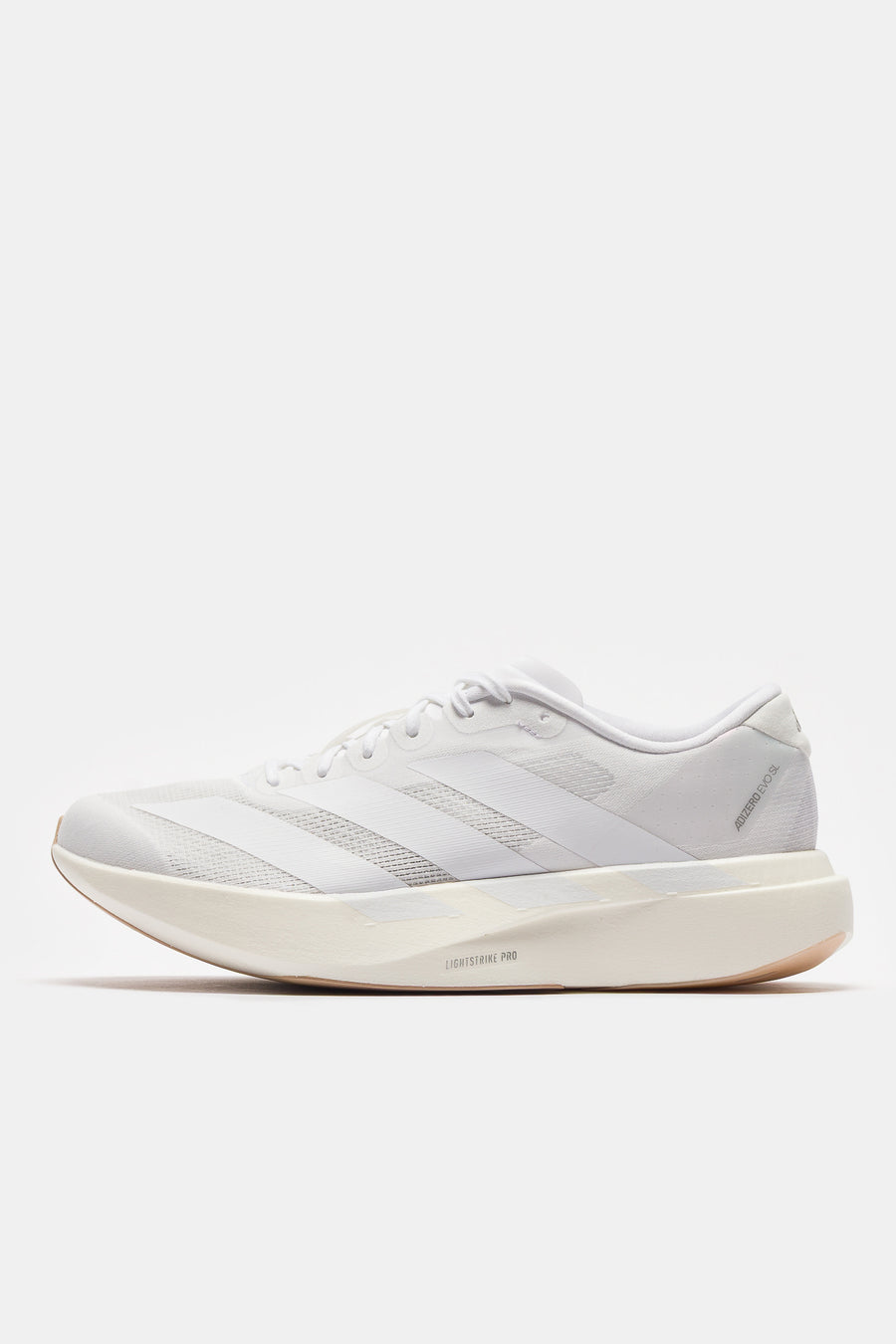 adidas Adizero Evo SL Sneaker in White/White/Sandstone - Notre