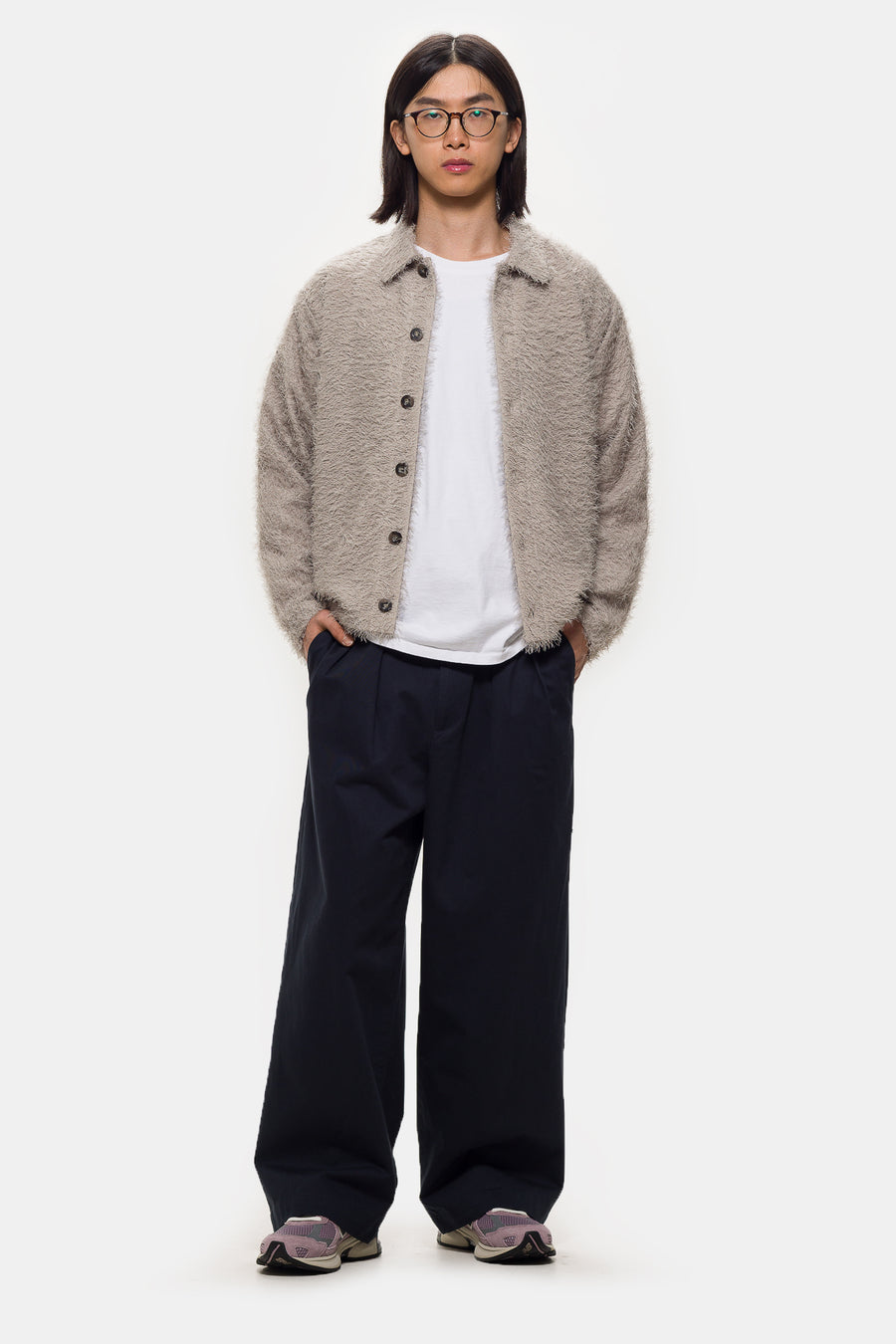 Beams Fringe Shirt in Taupe - Notre