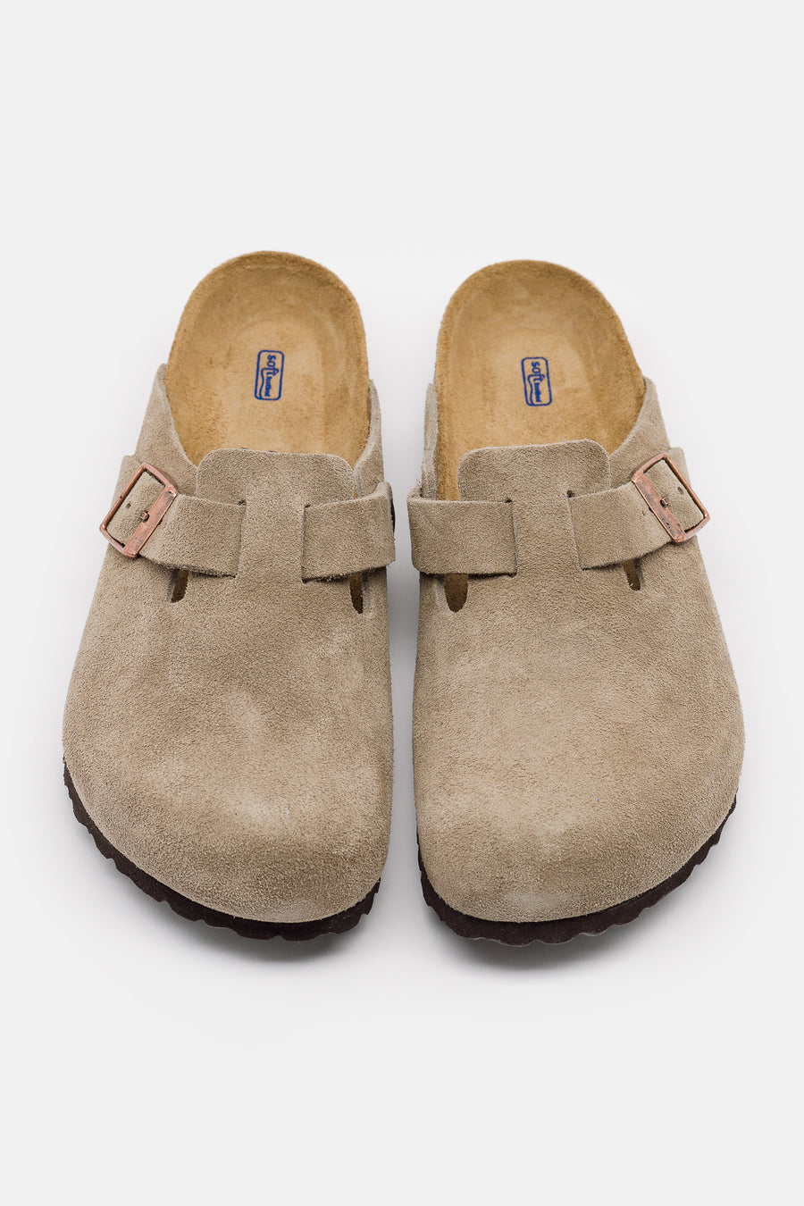 Birkenstock Boston Suede Soft Footbed Mule in Taupe - Notre