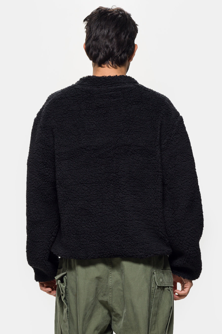 Colin Meredith V-Neck Smock Fleece in Black - Notre