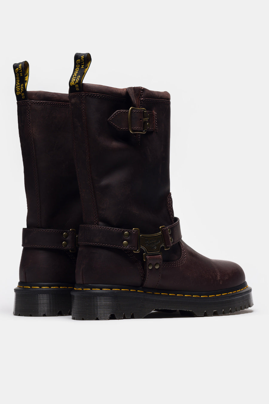 Dr. Martens Anistone Hi Leather Biker Boot in Dark Brown - Notre