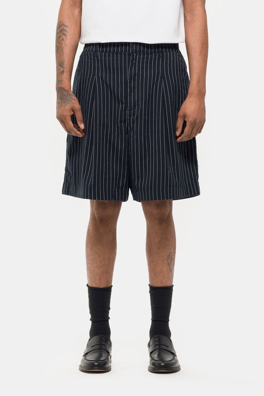 Entire Studios Aoshi Short in Black Pinstripe - Notre