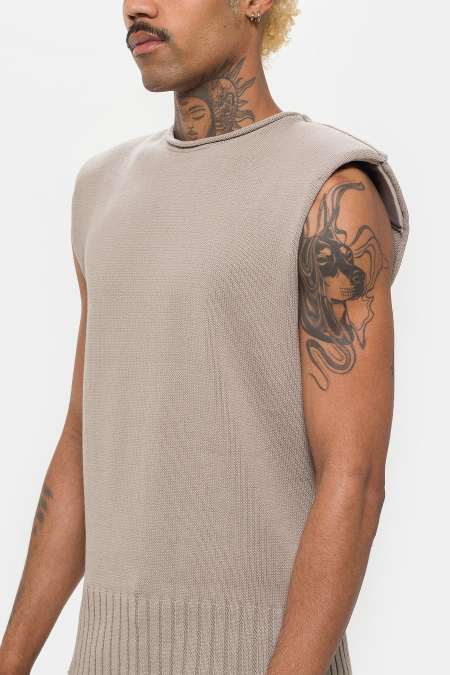 Entire Studios Burns Knit Vest in Light Grey - Notre