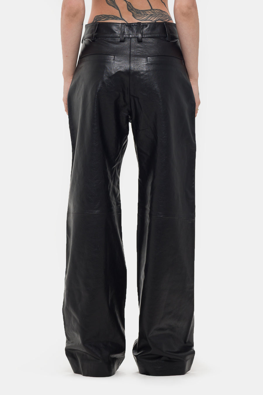 Entire Studios Leather Straight Leg Pant in Black - Notre