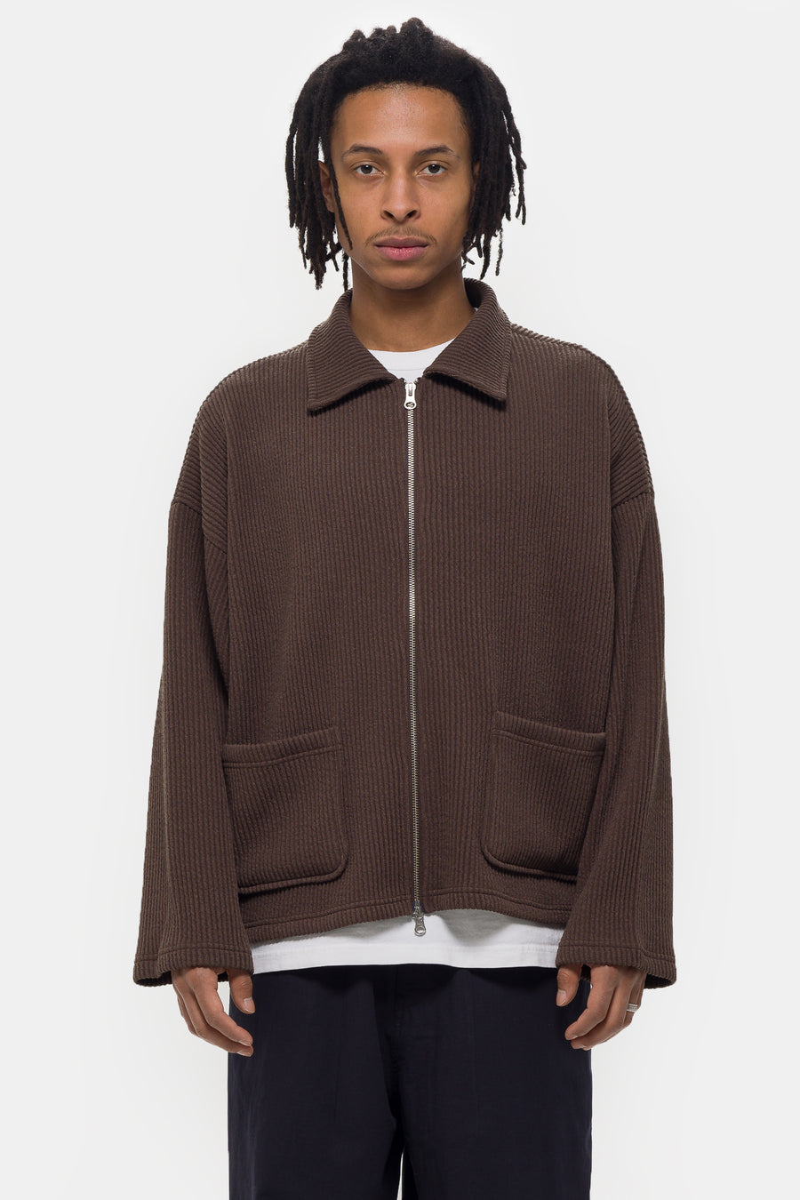 Estudio Niksen Double-Zip Pocket Sweater in Brown - Notre