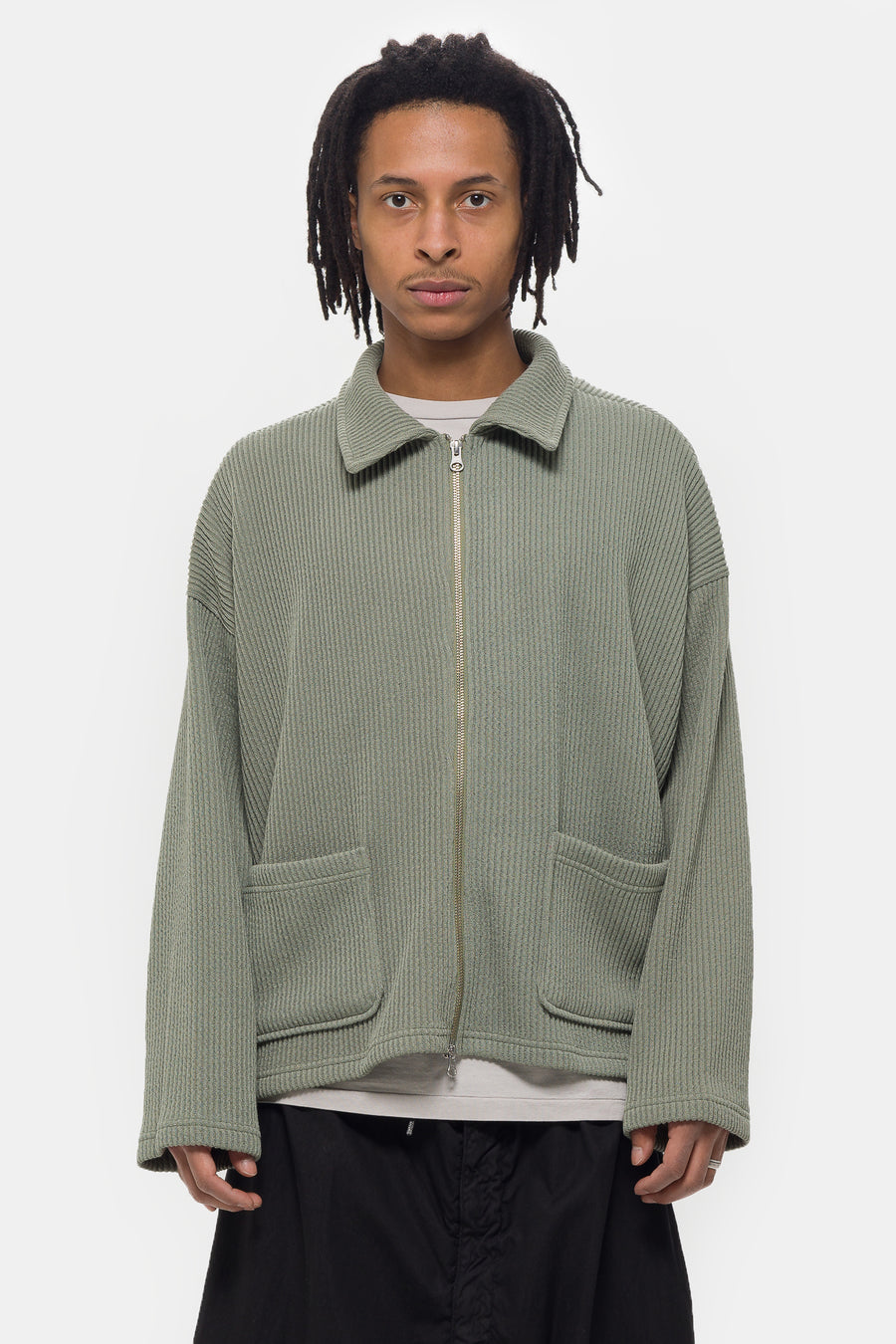 Estudio Niksen Double-Zip Pocket Sweater in Sage - Notre
