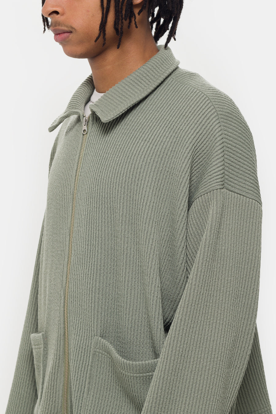 Estudio Niksen Double-Zip Pocket Sweater in Sage - Notre