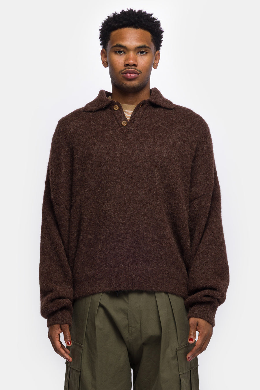 Estudio Niksen Alpaca Polo Sweater in Brown - Notre