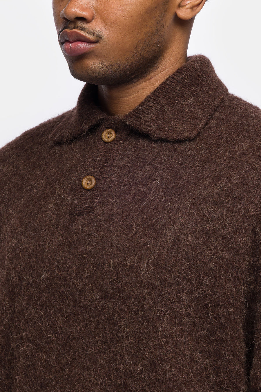 Estudio Niksen Alpaca Polo Sweater in Brown - Notre