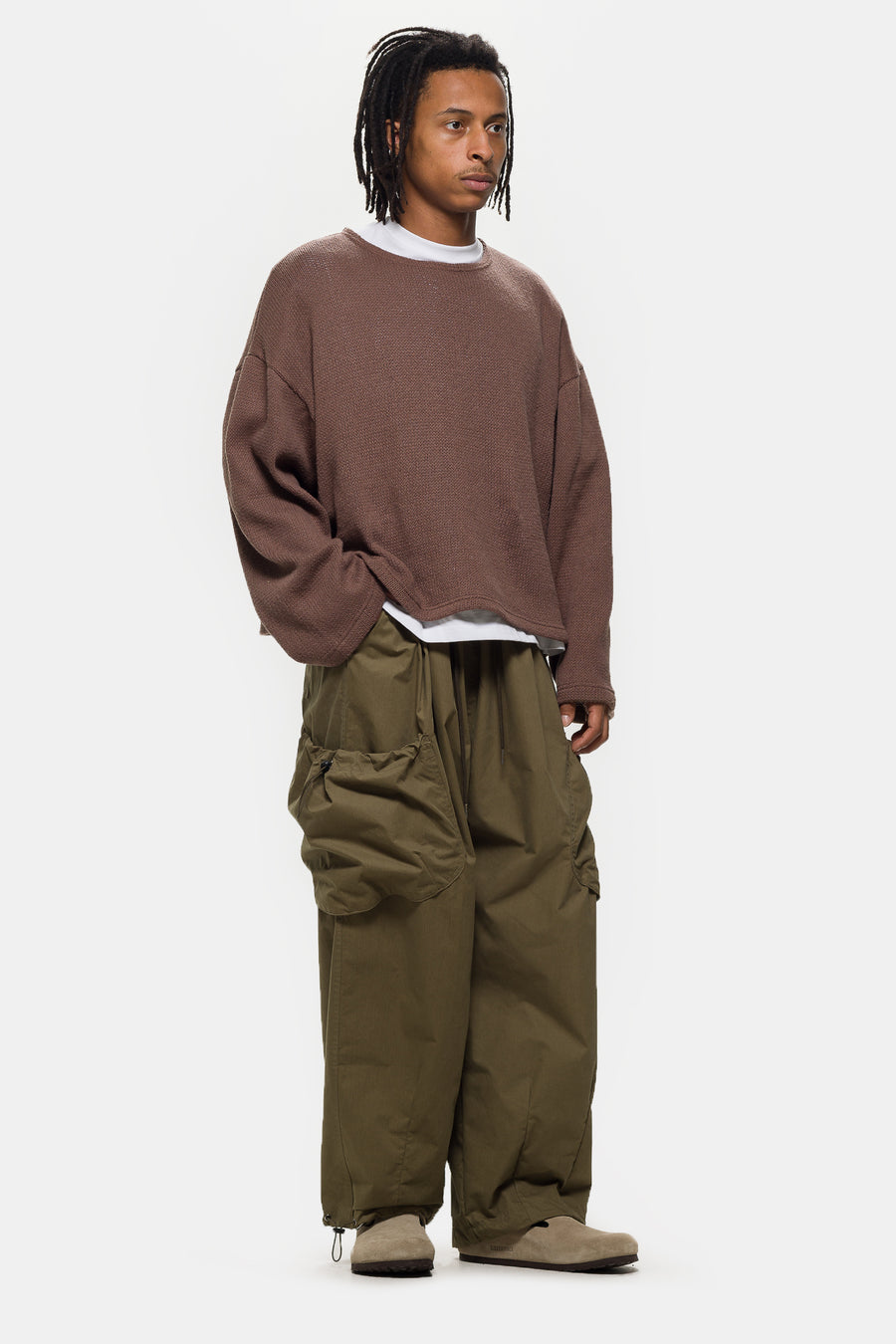 Estudio Niksen Bungee Strap Cargo Pant in Khaki - Notre