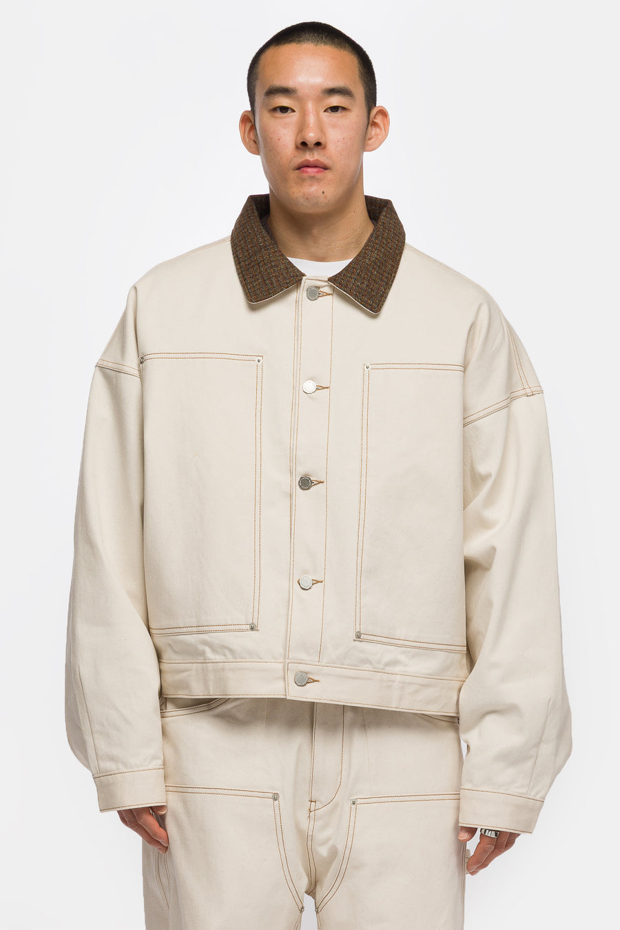 Estudio Niksen Carpenter Collar Jacket in Ivory - Notre