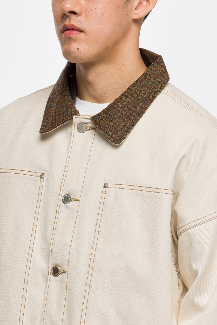 Estudio Niksen Carpenter Collar Jacket in Ivory - Notre