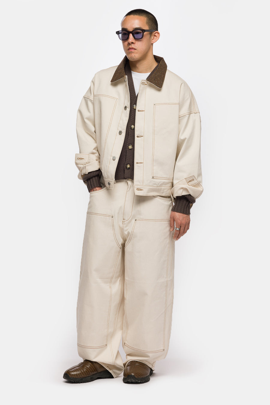 Estudio Niksen Carpenter Collar Jacket in Ivory - Notre