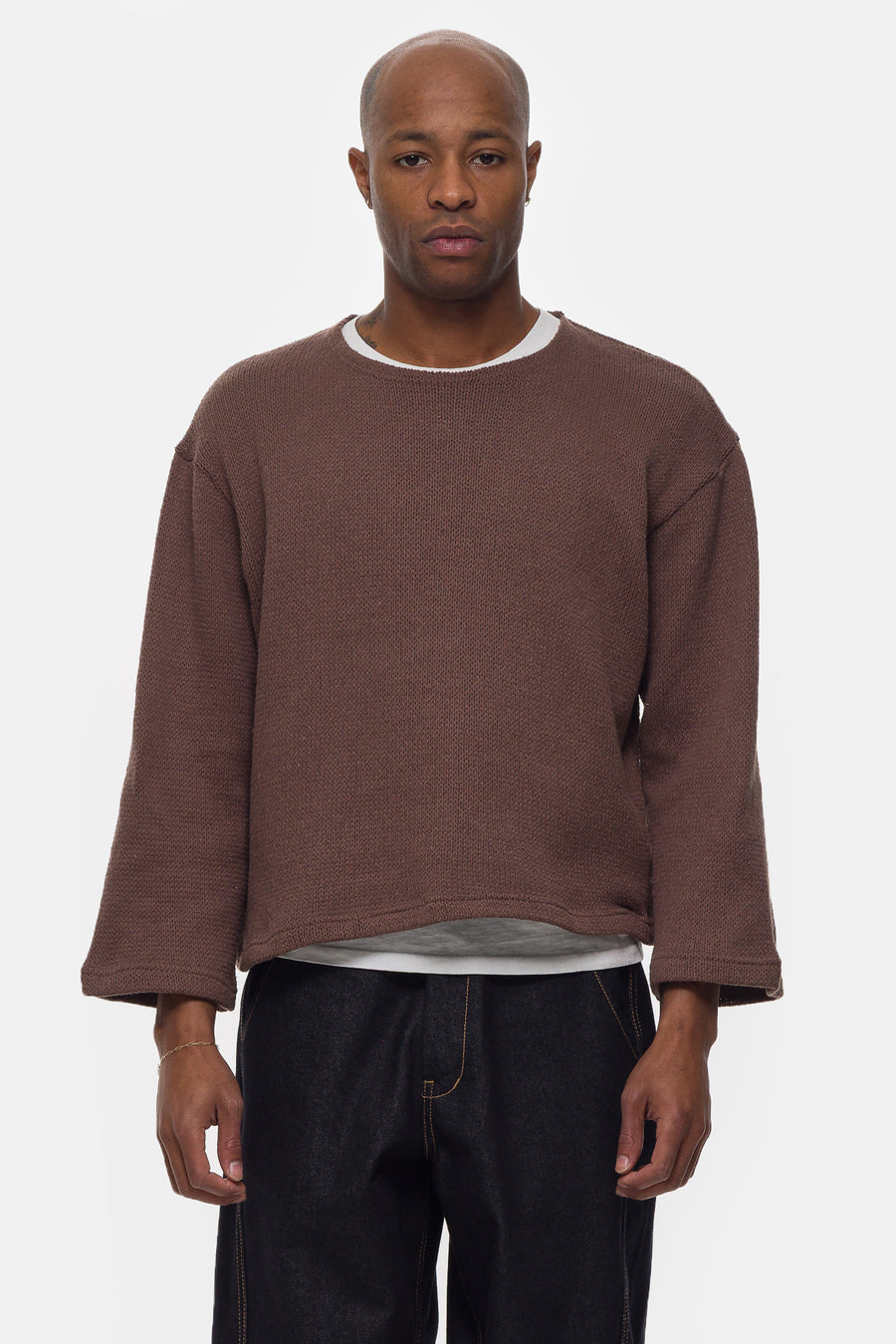 Estudio Niksen Crochet Boxy Sweater in Brown - Notre