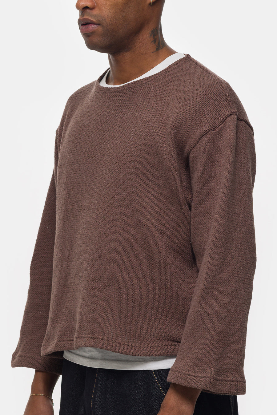 Estudio Niksen Crochet Boxy Sweater in Brown - Notre