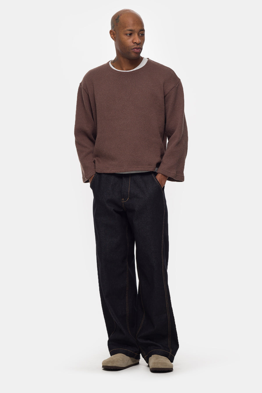 Estudio Niksen Crochet Boxy Sweater in Brown - Notre