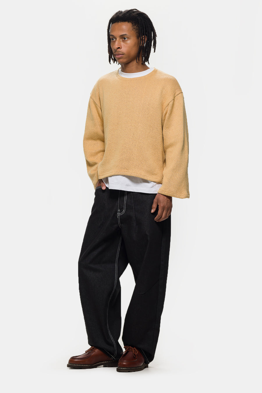 Estudio Niksen Crochet Boxy Sweater in Yellow - Notre