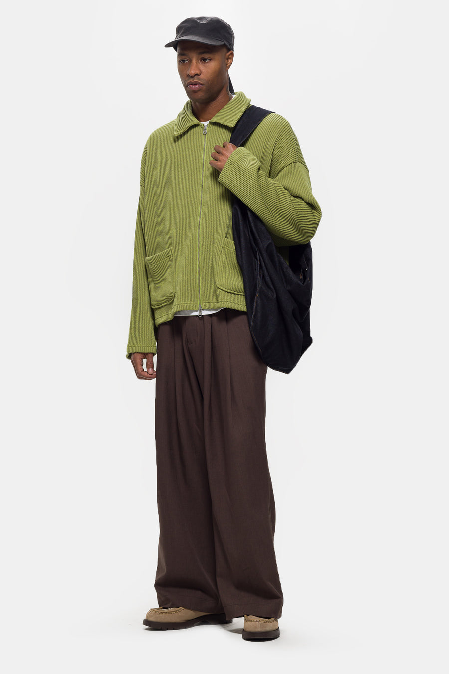 Estudio Niksen Double Zip Pocket Sweater in Pistachio - Notre