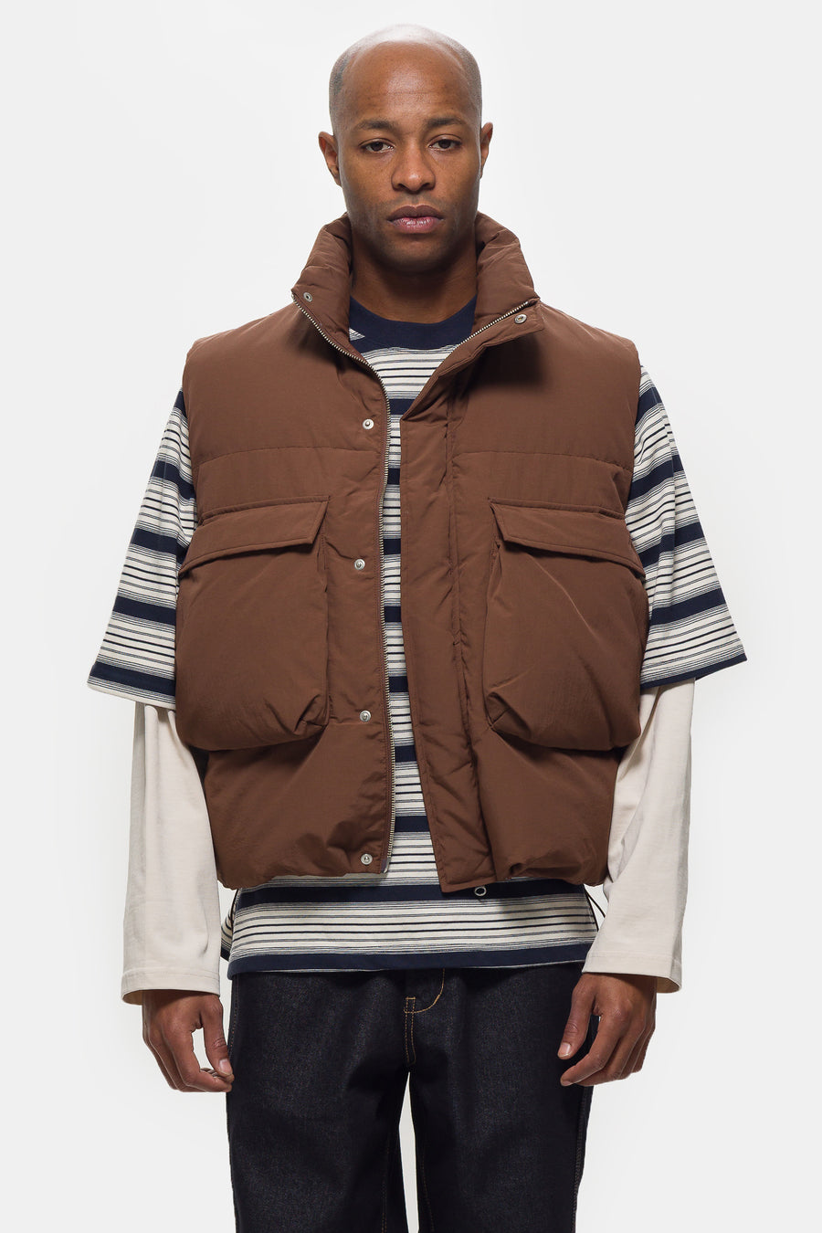 Estudio Niksen Down Puffer Vest in Dark Brown - Notre