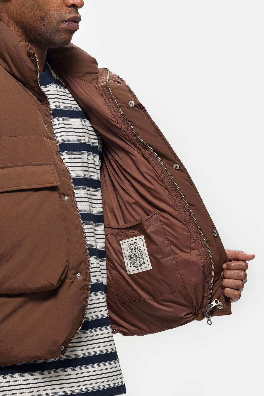 Estudio Niksen Down Puffer Vest in Dark Brown - Notre
