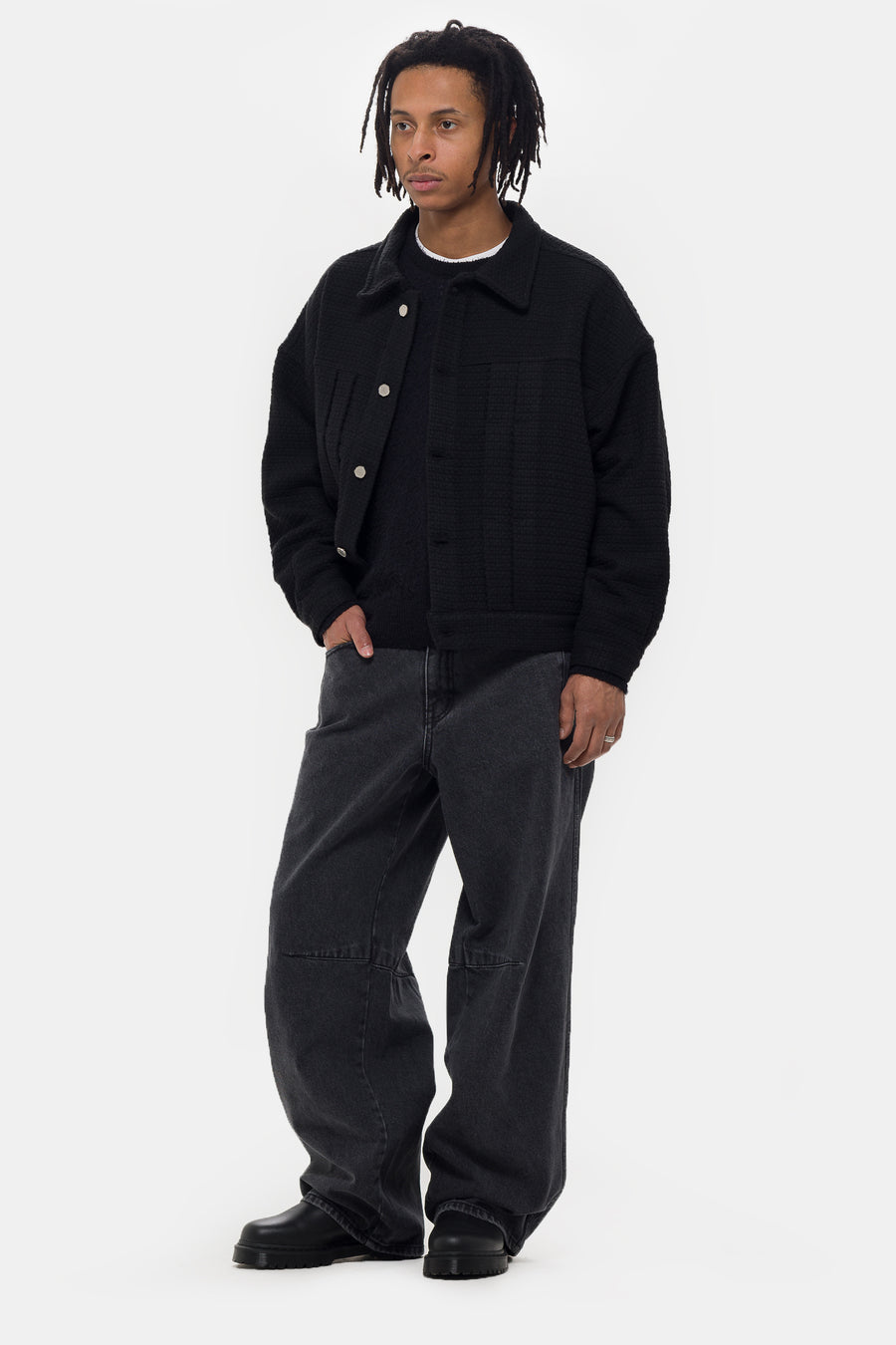 Estudio Niksen Half-Dart Maxi Jean in Black Wash - Notre