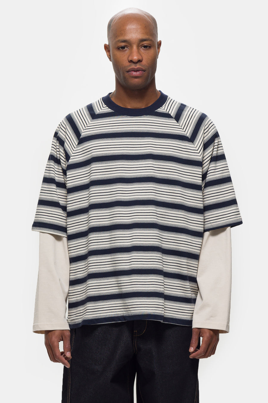 Estudio Niksen Longsleeve Layered T-Shirt in Blue Stripe - Notre