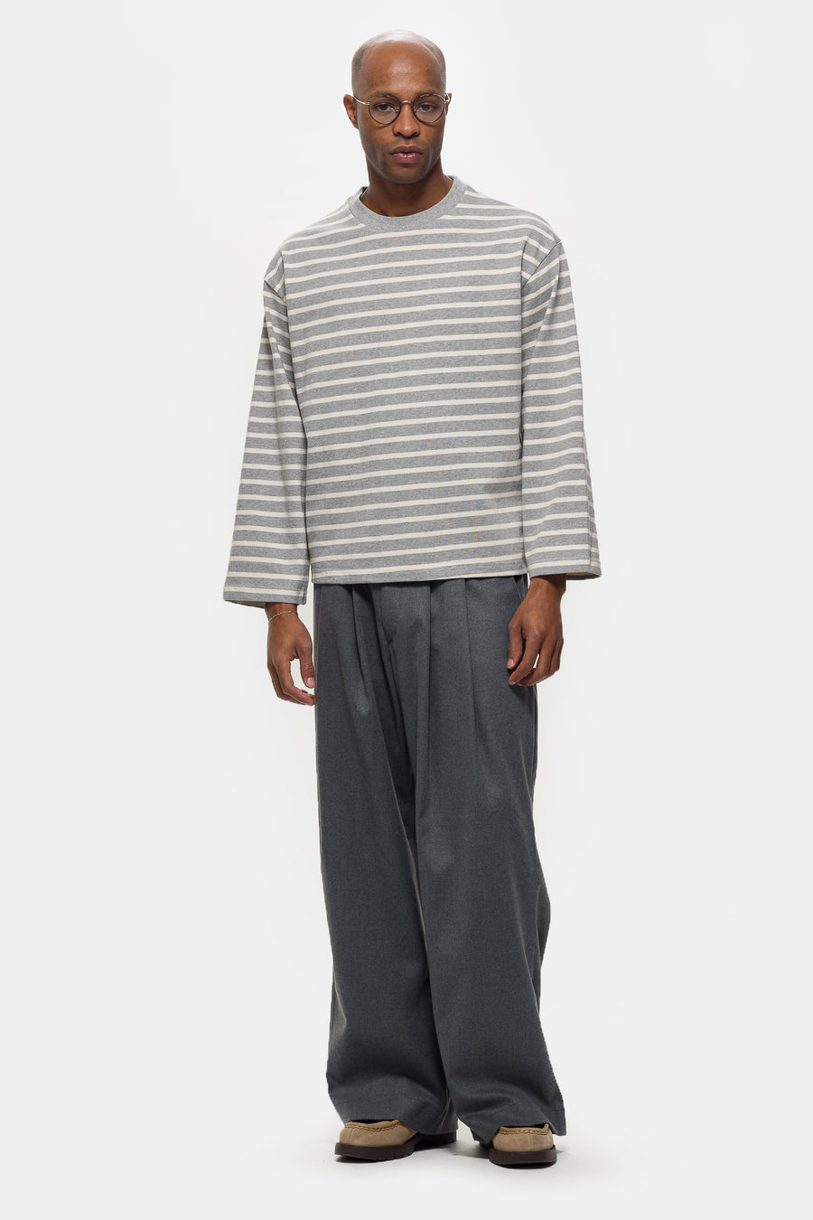 Estudio Niksen Longsleeve Stripe Top in Grey - Notre