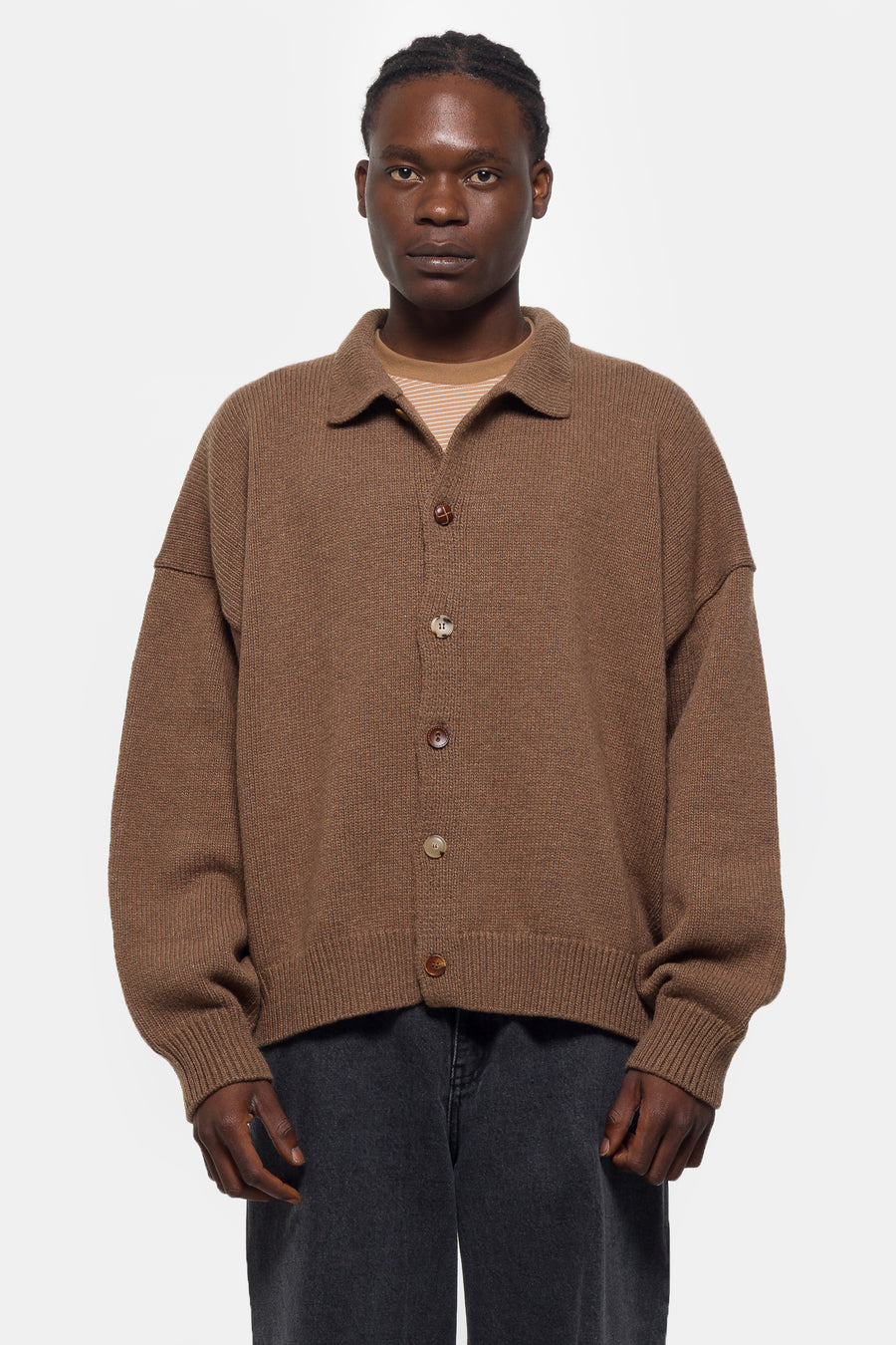 Estudio Niksen Mismatch Button Cardigan in Brown - Notre