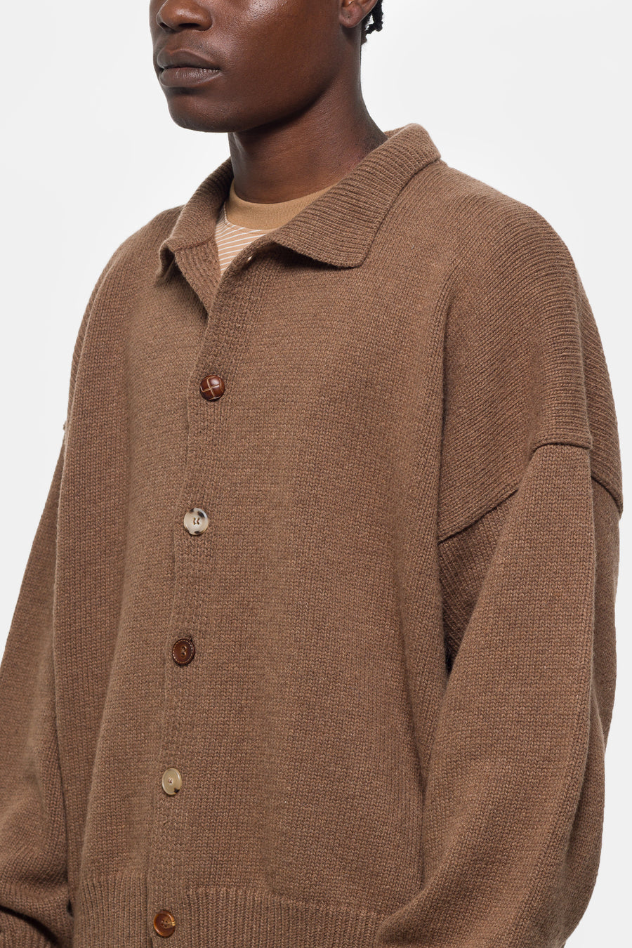 Estudio Niksen Mismatch Button Cardigan in Brown - Notre