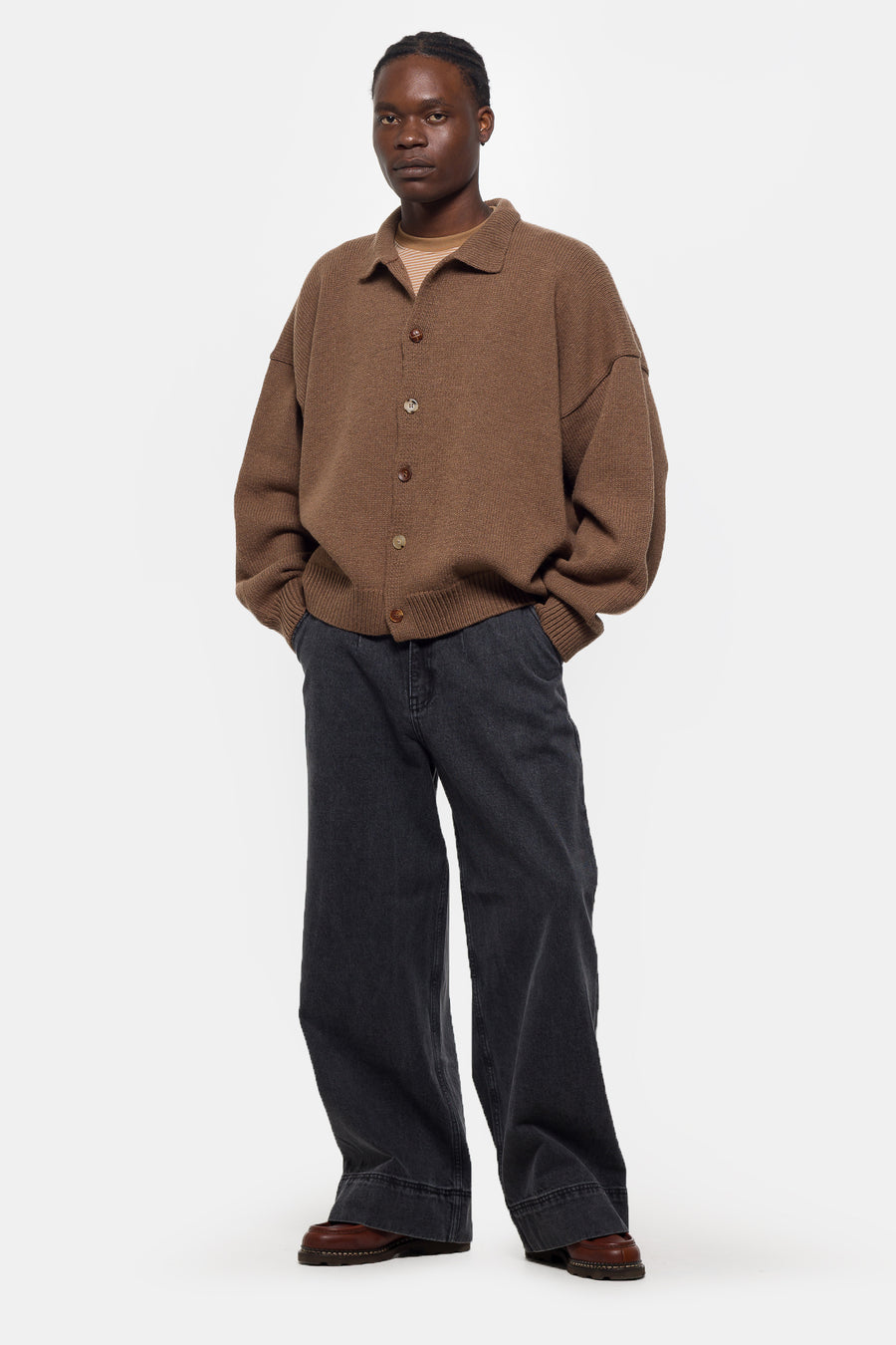 Estudio Niksen Mismatch Button Cardigan in Brown - Notre