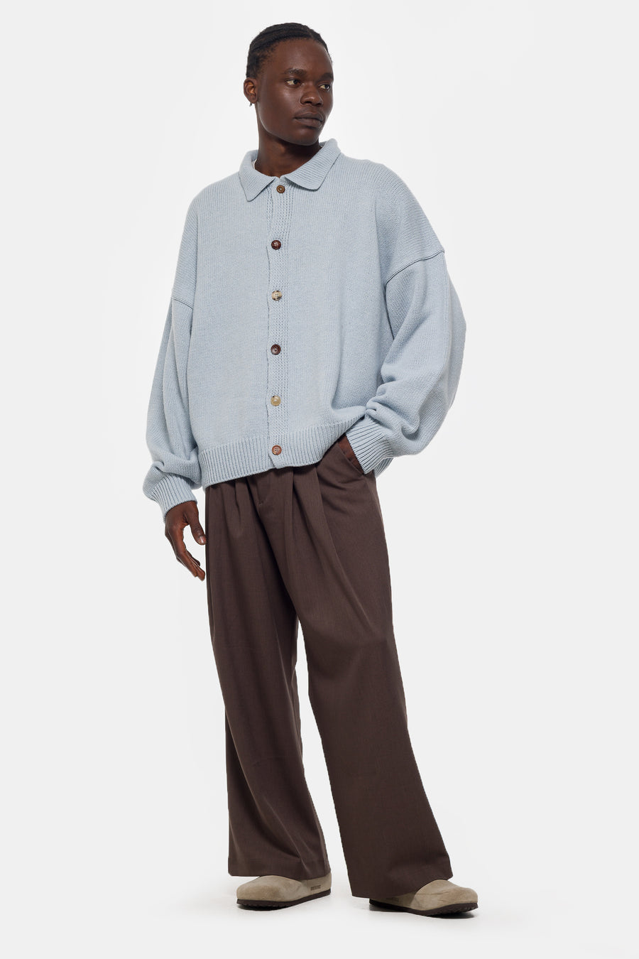 Estudio Niksen Mismatch Button Cardigan in Light Blue - Notre