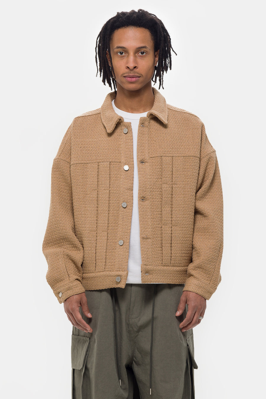 Estudio Niksen Pleated Boxy Jacket in Beige - Notre