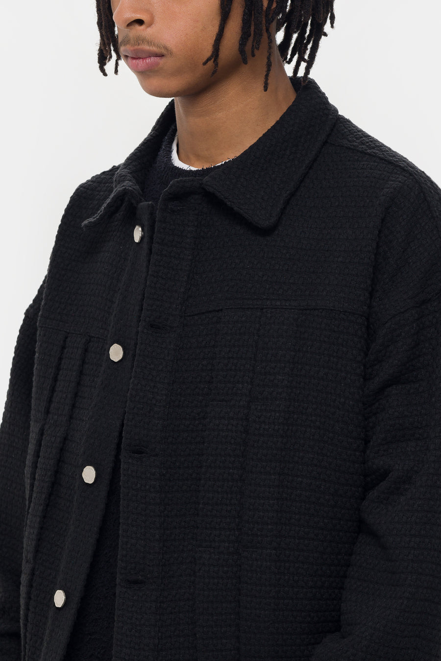 Estudio Niksen Pleated Boxy Jacket in Black - Notre