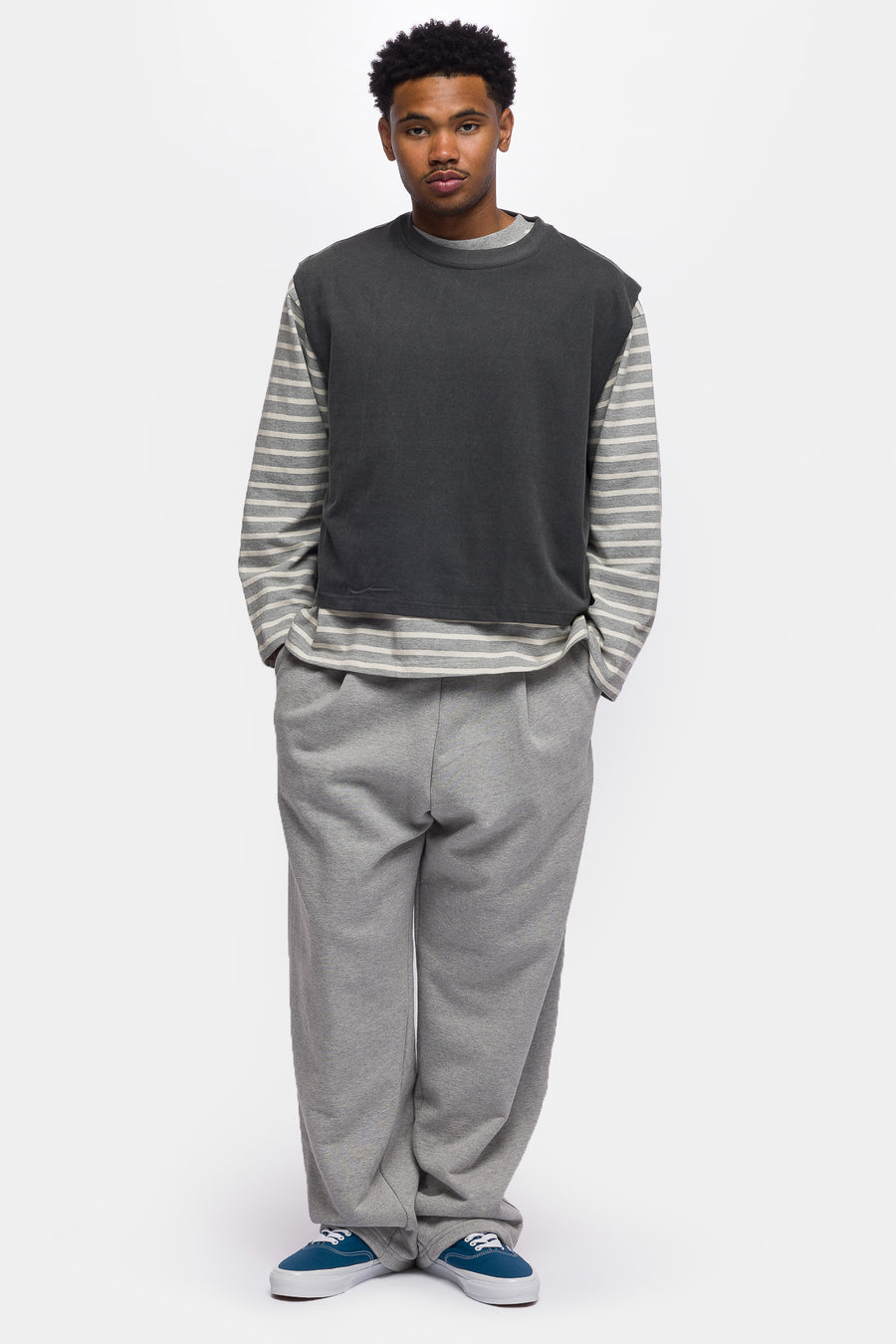 Estudio Niksen Pleated Wide Jogger in Grey - Notre