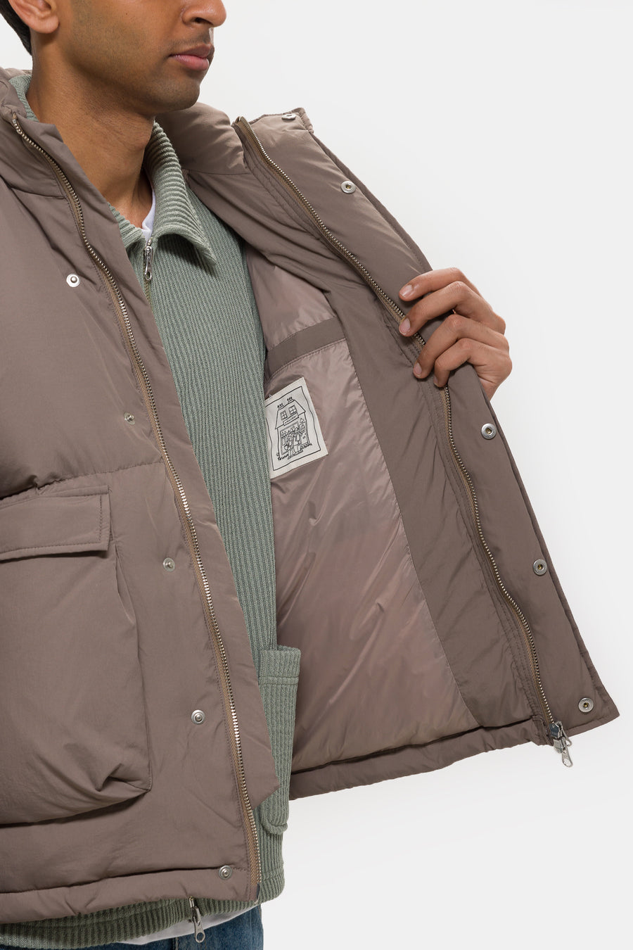Estudio Niksen Raglan Puffer Jacket in Beige - Notre