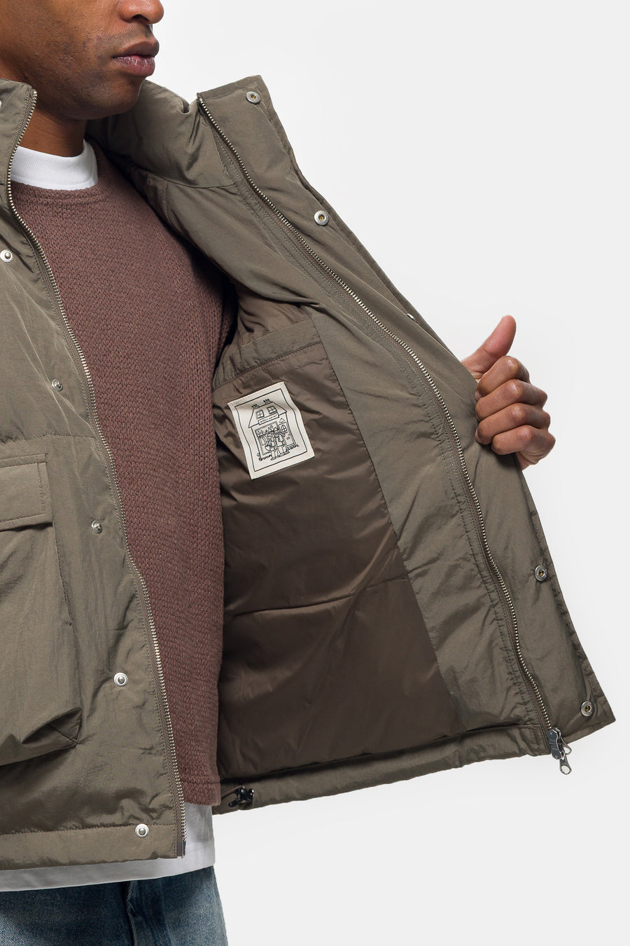 Estudio Niksen Raglan Puffer Jacket in Khaki - Notre