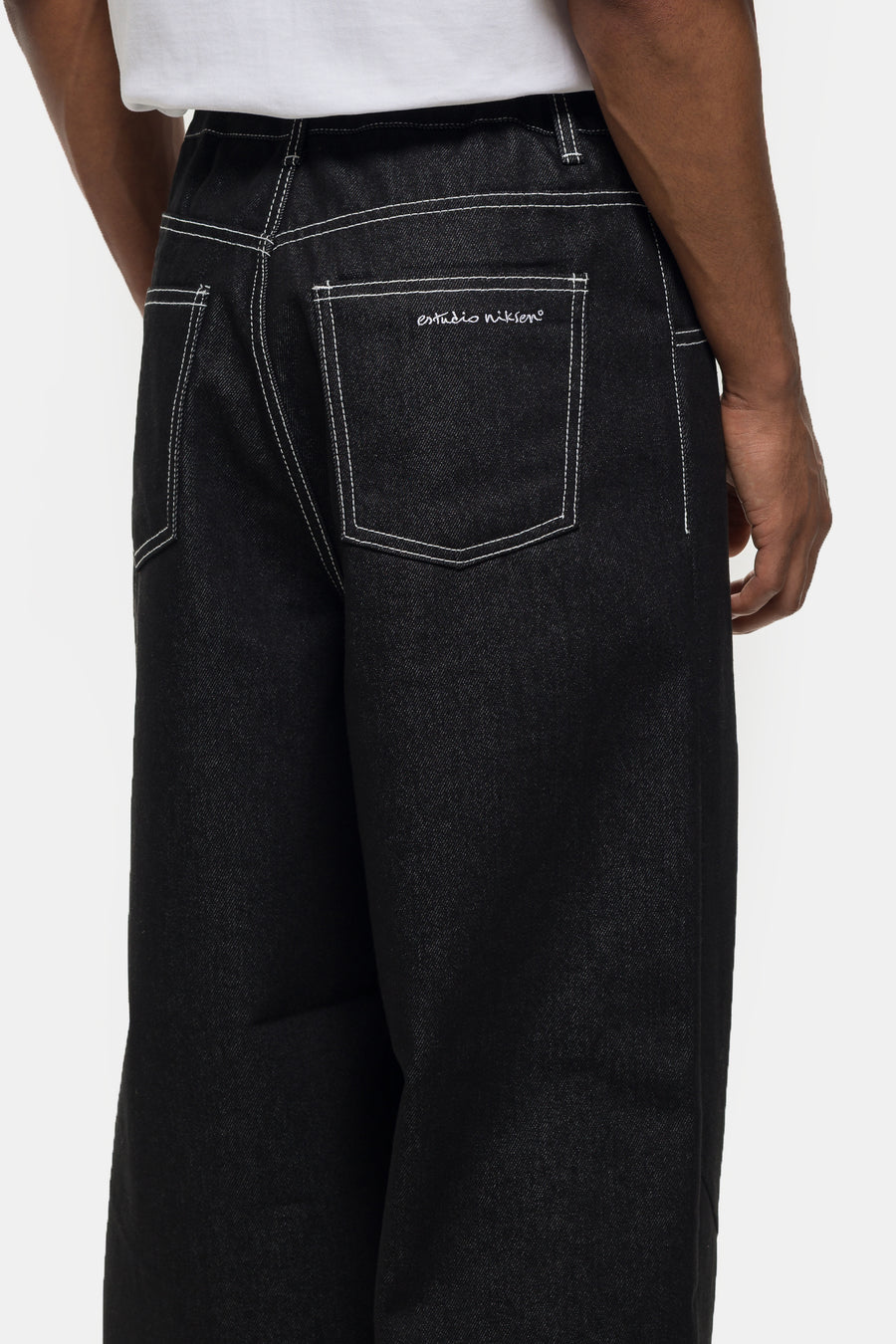 Estudio Niksen Raw Denim Balloon Jean in Black - Notre