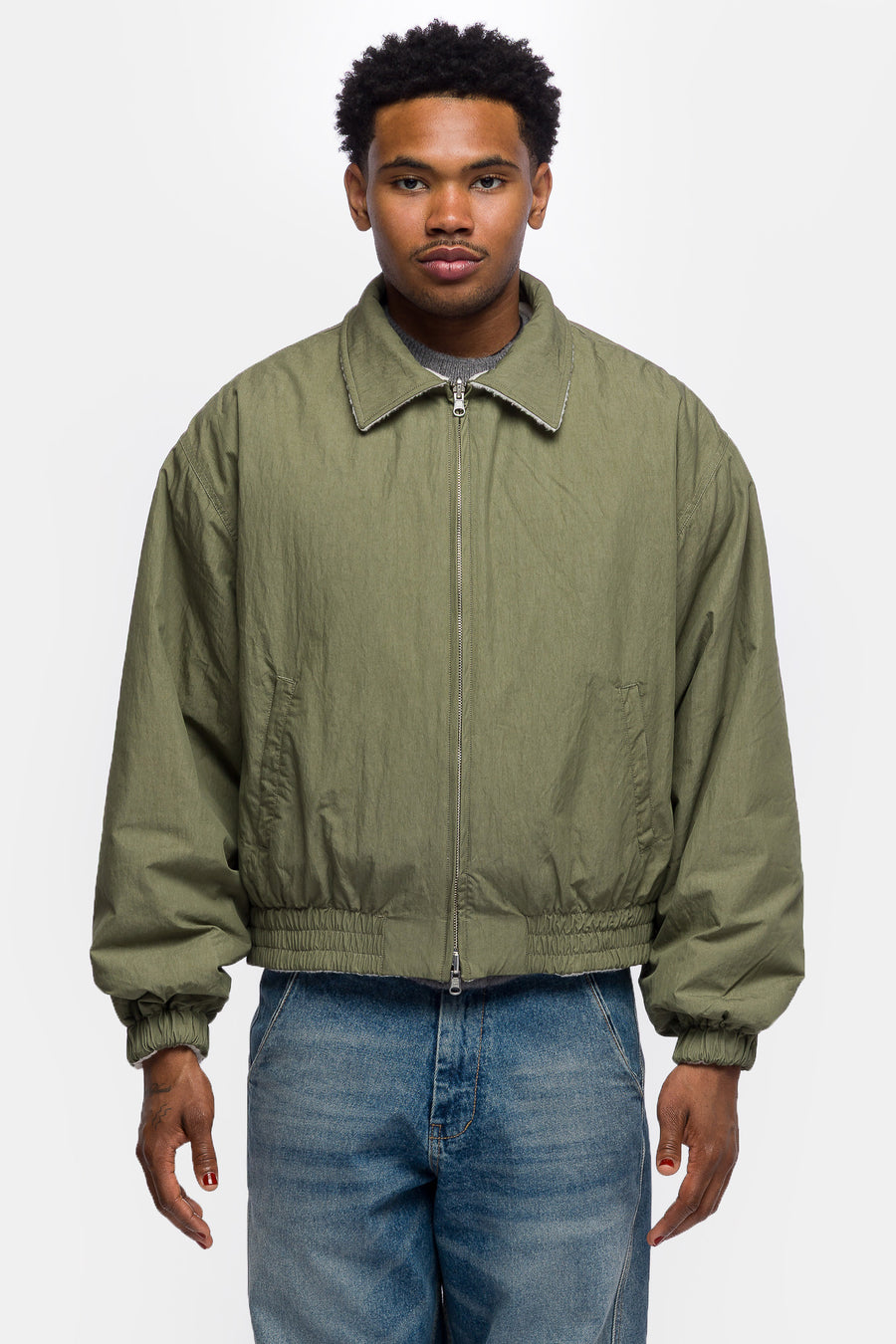 Estudio Niksen Reversible Bomber Jacket in Khaki - Notre
