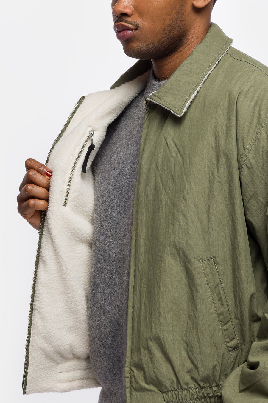 Estudio Niksen Reversible Bomber Jacket in Khaki - Notre