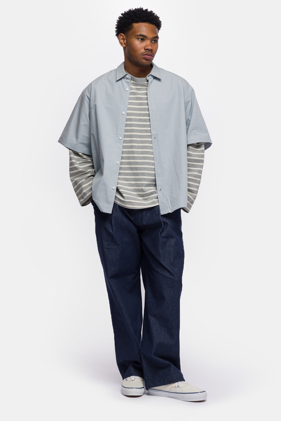 Estudio Niksen Shortsleeve Wide Shirt in Light Blue - Notre