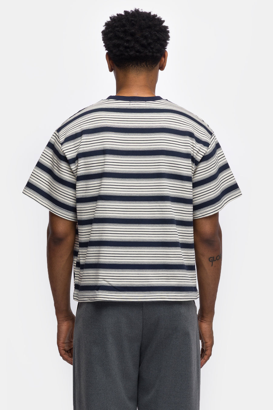 Estudio Niksen Signature Cropped T-Shirt in Blue Stripe - Notre
