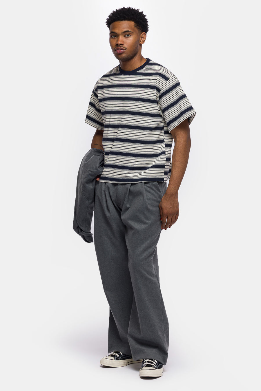 Estudio Niksen Signature Cropped T-Shirt in Blue Stripe - Notre