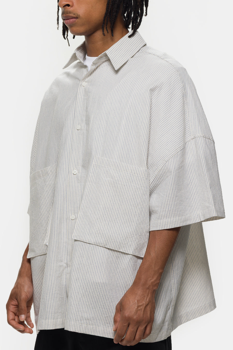 Estudio Niksen Two-Pocket Big Shirt in Blue Stripe - Notre