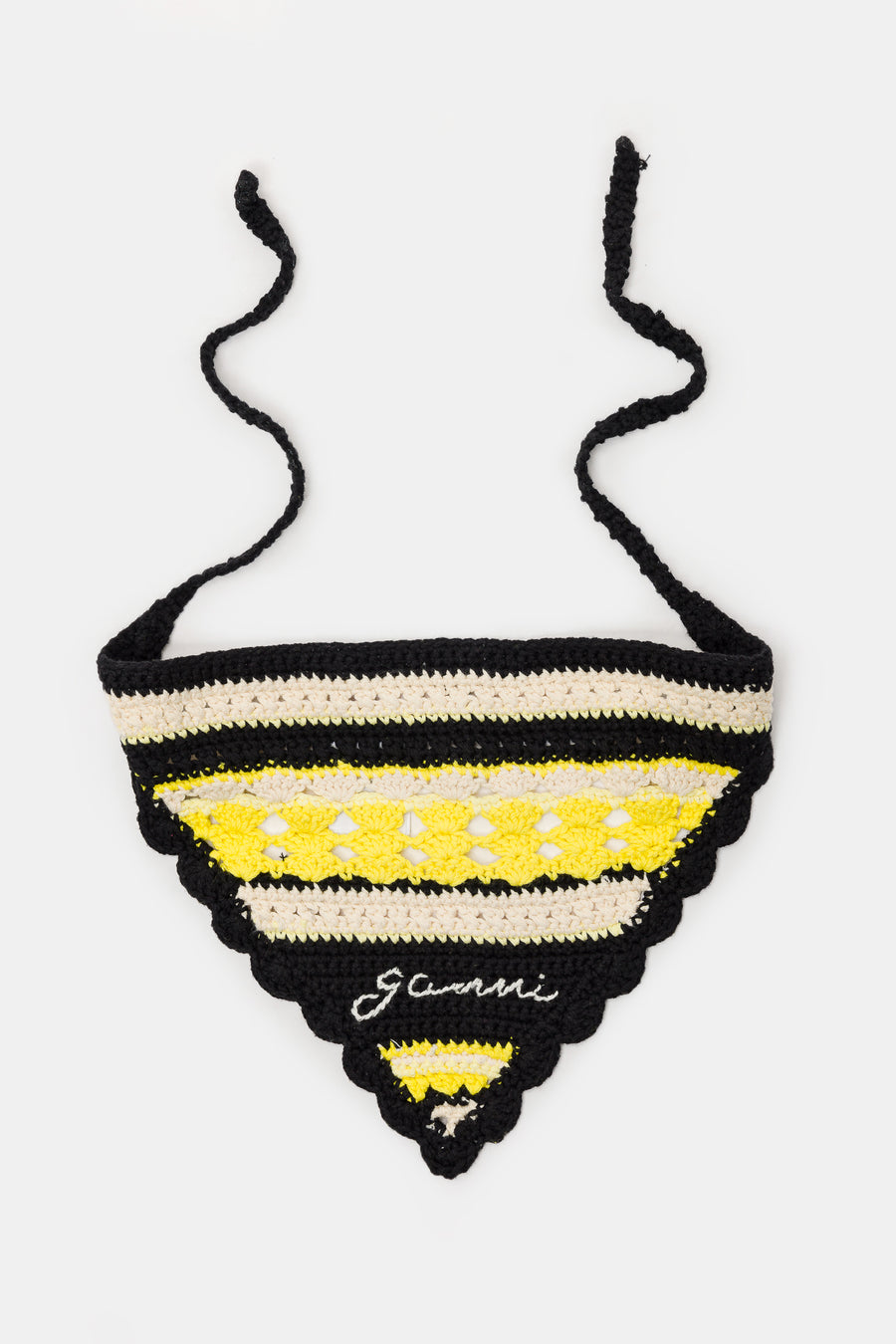 GANNI Cotton Crochet Bandana in Golden Kiwi - Notre