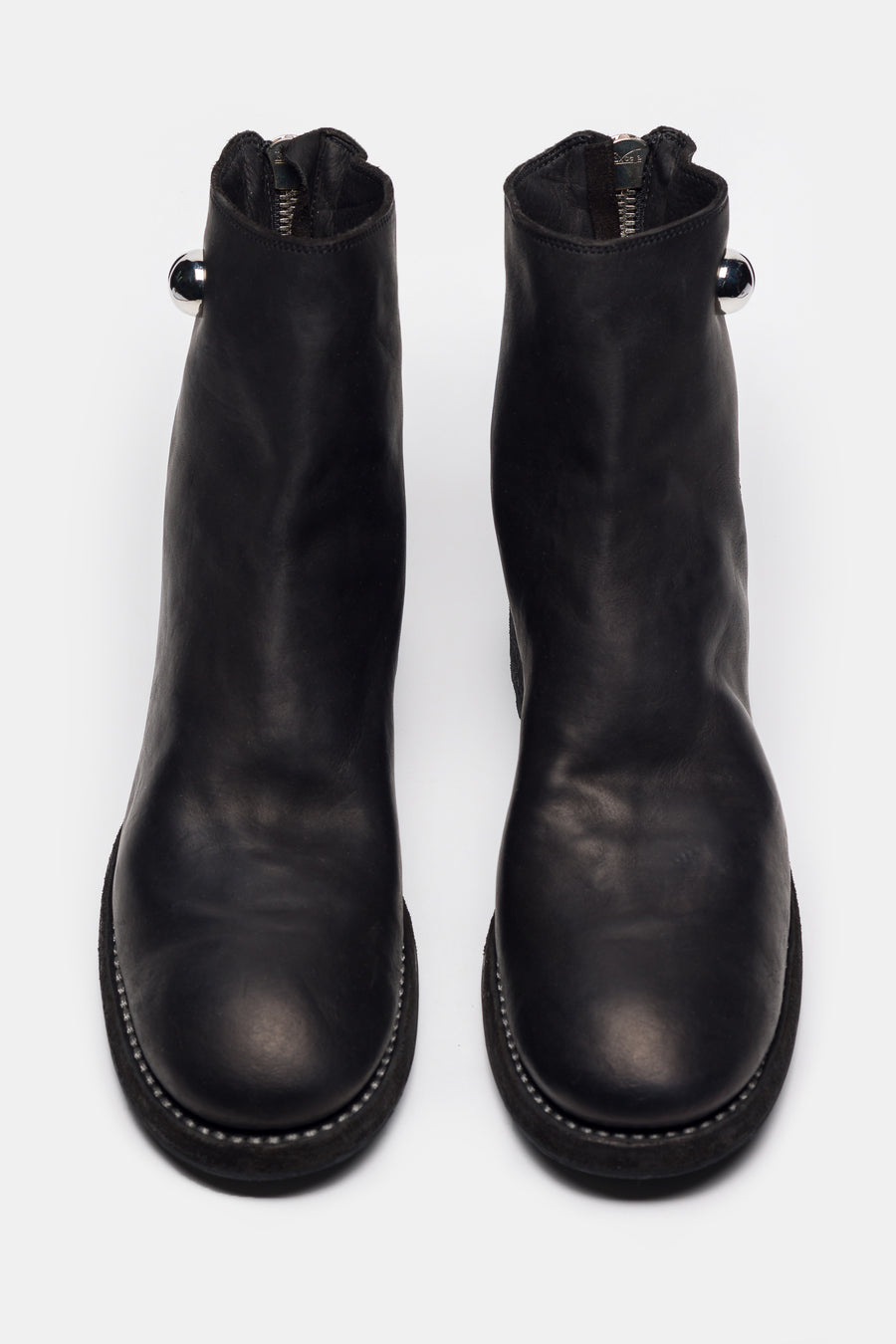 UNDERCOVER Undercover 966V_EYE Calf Leather Back Zip Boot in Black - Notre