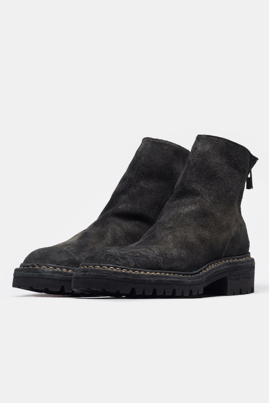 UNDERCOVER Undercover x Nonnative 996V_UN Reverse Horse Leather Back Zip Boot in Charcoal - Notre