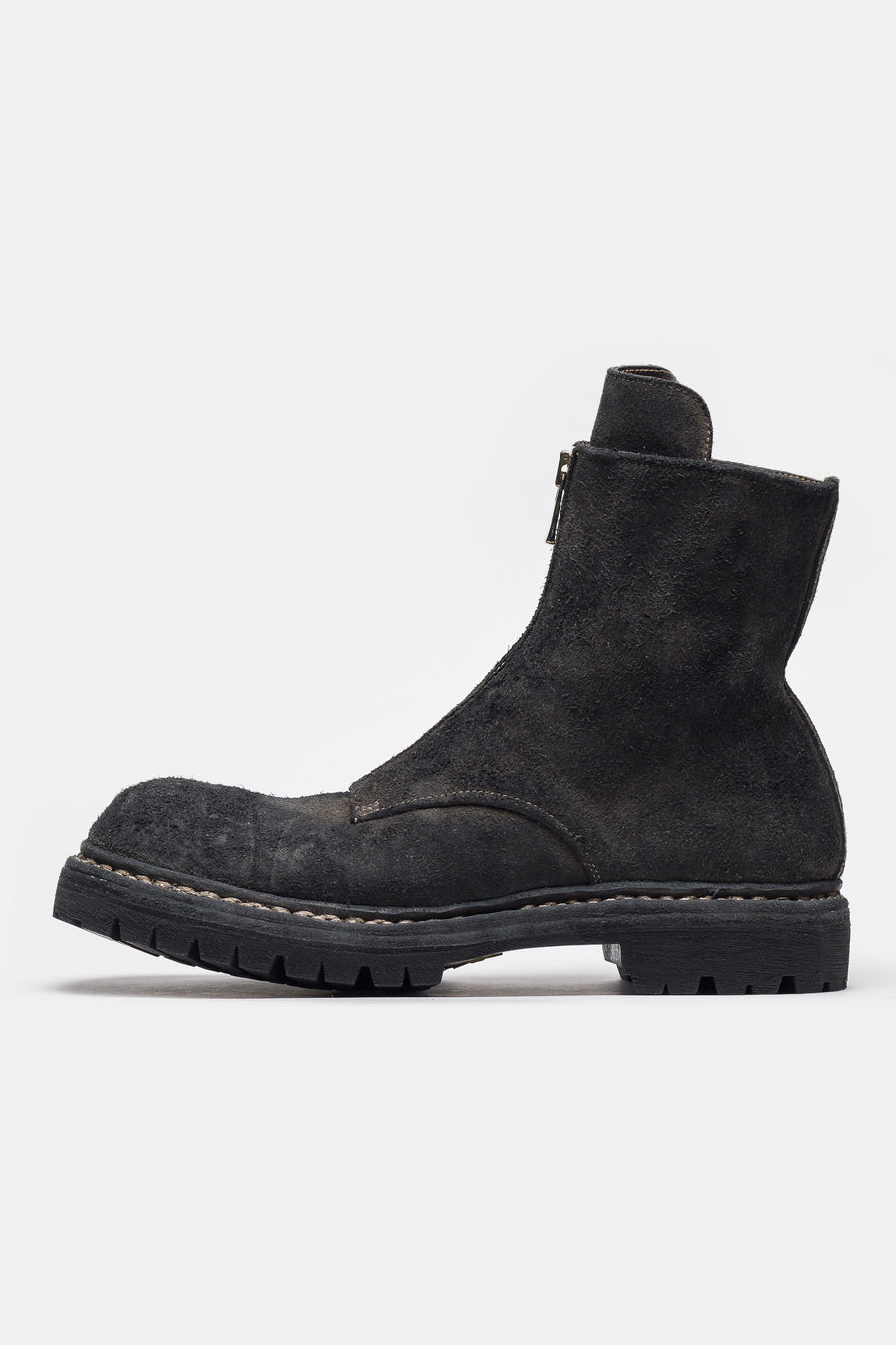 UNDERCOVER Undercover x Nonnative GR06FRV_N Reverse Horse Leather Center Zip Boot in Charcoal - Notre