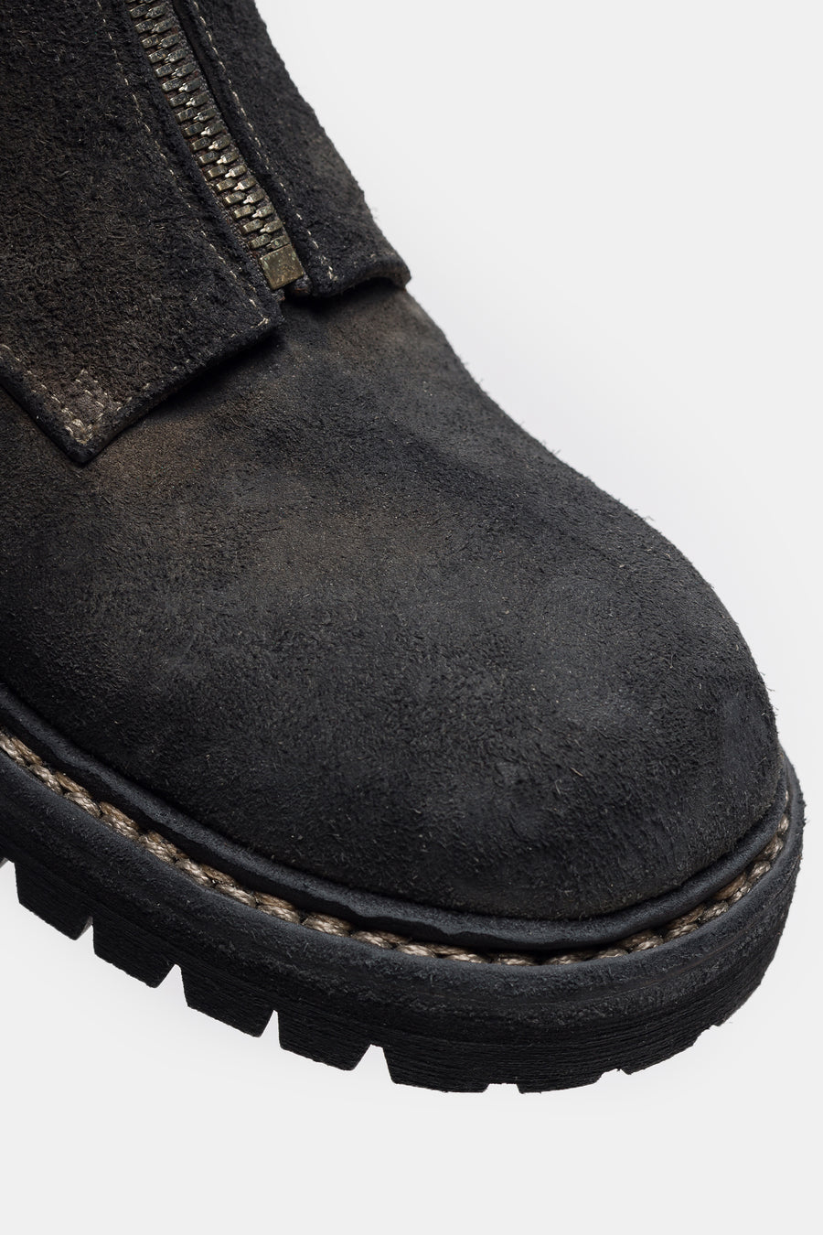 UNDERCOVER Undercover x Nonnative GR06FRV_N Reverse Horse Leather Center Zip Boot in Charcoal - Notre